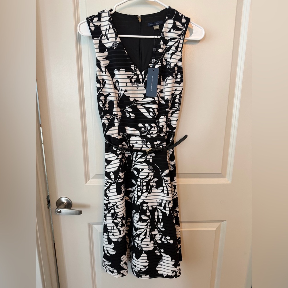 Tommy Hilfiger Black and White Midi Dress